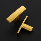 5 Pack Gold Cabinet Knobs - Curved Cabinet Pulls Brushed Brass Knobs for Kitchen Cabinet Drawer Solid Dresser Knobs for Cabinet Hardware 1-3/4in Length Single Hole, RDQXDKJS5