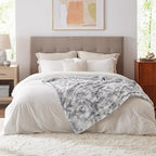 Bedsure GentleSoft Sherpa Fluffy Throw Blanket - Fleece Warm and Cozy Throw for Women Gift, Plush & Fuzzy Faux Fur Christmas Blanket for Couch, Bed Decor, Tie Dye Design, Light Grey, 50x60 Inches