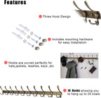 Dseap Coat Rack Wall Mount - 38” Long 10-Tri-Hooks Heavy Duty Coat Hanger Rail Wall Hooks for Hanging Coats Hats Clothing Clothes Purse Mudroom Entryway, Bronze, Pack of 2