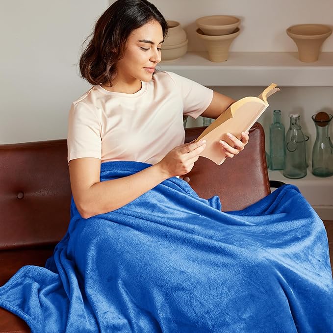 Exclusivo Mezcla Fleece Blanket Twin Size for Bed, Super Soft and Warm, All Season Use, Cozy, Plush, Lightweight, 60x80 Inches Cobalt Blue