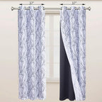 BONZER Mix and Match Curtains - 2 Pieces Branch Print Sheer Curtains and 2 Pieces Blackout Curtains for Bedroom Living Room Grommet Window Drapes, 37x84 Inch/Panel, Grey Dark, Set of 4 Panels