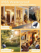 Solar Christmas String Lights Outside, 3 Pack Total 120FT 300 LED Solar Garden Twinkle Lights Outdoor, Waterproof with 8 Modes Solar Fairy Lights for Patio Party Wedding Christmas Decor (Warm White)