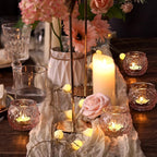 DARJEN 48Pcs Pink Votive Candle Holders- Round Candle Holders Bulk for Flameless LED Tea Waxes, Romantic Candle Holder for Wedding & Home Table Decor, Various Parties
