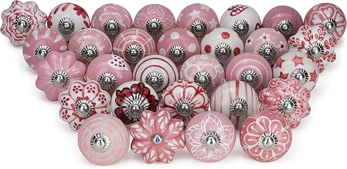 Assorted Cabinet Knobs Mandala Ceramic Door Knobs Colorful Kitchen Furniture Drawers Knobs for Cabinets Kitchen Furniture Drawers Interior Décor Wardrobe-Pack of 12