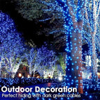 RPGT Christmas Light 500 LEDs 172ft Green Cable Wire Fairy String Outdoor Twinkle Lights Plug in 12 Modes for Xmas Tree, Party, Halloween, Indoor,Outdoor, Garden, Wedding, Home Decoration (Blue)