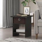 Furinno Dario End Table / Side Table / Night Stand / Bedside Table with Bin Drawer, 1-Pack, Espresso/Brown