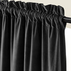Lazzzy Velvet Blackout Curtains Thermal Insulated Room Window Drapes Super Soft Luxury Curtains for Living Room Bedroom Rod Pocket 2 Panels, Black, 52" W x 90" L