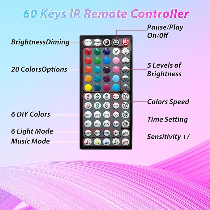 Led Lights for Bedroom 300 ft (3 Rolls*100ft) Music Sync RGB Led Strip Lights with Remote App Control, Color Changing Led Lights for Room Home Kitchen Party Decor