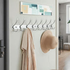 Dseap Coat Rack Wall Mount - 29.5” Long 8-Tri-Hooks Heavy Duty Coat Hanger Rail Wall Hooks for Hanging Coats Hats Clothing Clothes Purse Mudroom Entryway, Silver, Pack of 2