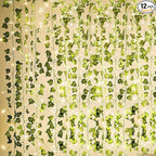 KASZOO 84Ft 12 Pack Artificial Ivy Garland Fake Plants, Vine Hanging Garland with CE Certified 80 LED String Light, Hanging for Home Bedroom Garden Party Wedding Wall Room Decor, Green
