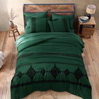 MaiRêve Embroidery King Size Comforter Set Emerald Green, Boho Farmhouse Western Bedding Set 7 Pieces, All Season Bed in A Bag Comforter Set with Sheets, Pillowcases & Shams