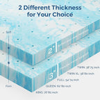 Mattress Topper Queen, 3 Inch Gel Memory Foam Bed Topper for Queen Size Bed, CertiPUR-US Certified, Blue