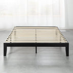 Mellow Naturalista Classic 12 Inch Solid Wood Platform Bed with Wooden Slats, Queen, Black