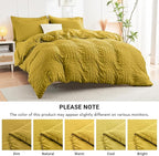 HYMOKEGE Mustard Yellow Twin Comforter Set Seersucker 5 Pieces, All Season Luxury Bed in a Bag for Bedroom, Bedding Set with Comforter, Sheets, Pillowcase & Sham
