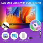 LED Strip Lights, 50ft Smart RGB Music Sync Bluetooth App & Remote Control, USB-Powered LED Lights for TV, Gaming, Bedroom, PC, Home Theater,Parlor,Room