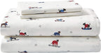 Eddie Bauer - Flannel Sheets Twin Size, Anti-Pilling & Wrinkle Resistant Cotton, Touchably Soft for All-Season Comfort - Bed Sheets with Matching Pillowcase & Fitted Sheet (Ski Patrol White)