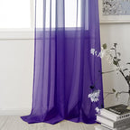 HUTO Purple Sheer Curtains 54 inches Long for Bedroom Top Rod Pocket Sheer Window Panels Curtains for Nursery Living Room 52 by 54 Inch Length Set of 2