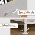 Somdot Nightstand with 2 Drawers, Bedside Table Small Dresser with Removable Fabric Bins for Bedroom Nursery Closet Living Room - Sturdy Steel Frame, Wood Top, Pull Handle - Ash Grey