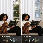 NICETOWN 100% Blackout Window Curtain Panels 86 inch Length for Living Room, Set of 2, Snow White, 55 inches Wide, Thermal Insulated Drapes