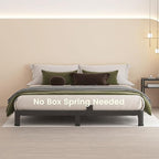 MAF 4 Inch Queen Metal Platform Bed Frame with Round Corner Legs, 3000 LBS Heavy Duty Steel Slats Support, Noise Free, No Box Spring Needed, Easy Assembly