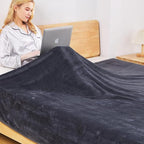 Fleece Blanket Queen Size for All Season 350GSM - Premium Lightweight Anti-Static Throw for Queen/Full Size Bed Extra Soft Brush Fabric Warm Sofa Thermal Blanket 90" x 90"(Dark Gray Queen)