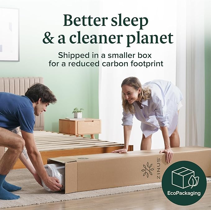 ZINUS 12 Inch Full Green Tea Memory Foam Mattress [New Version], Fiberglass free, Medium Firm Feel, Zoned Pressure Relief, Certified Safe Foams & Fabric, Mattress in A Box