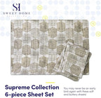 Queen Sheets Printed - 6 Piece 1500 Supreme Collection Fine Brushed Microfiber Deep Pocket Queen Sheet Set Bedding - 2 Extra Pillow Cases, Great Value, Queen, Monaco