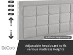 Decoro Mornington Upholstered 2.0 Platform Bed, Button-Tufted Fabric Headboard and Metal Frame with Wood Slat Support, Light Grey, King