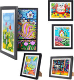 Kids Artwork Frames Changeable - Kids Art Frame,Kids Art Frames Front Opening Holds 150,Children Art Projects Kids Art Frames,8.5x11 Black Picture Frame for Display Kid Art work,With Storage