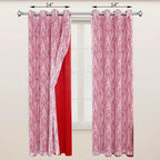 BONZER Mix and Match Curtains - 2 Pieces Branch Print Sheer Curtains and 2 Pieces Blackout Curtains for Bedroom Living Room Grommet Window Drapes, 54x63 Inch/Panel, Red, Set of 4 Panels