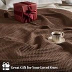 PHF 100% Cotton Waffle Weave Blanket King Size for Bed,Snag Proof Lightweight Breathable Moisture-wicking Throw for Couch,Great for Layering in Cold Weather,Machine Washable,Home Decor Gift-Cappuccino