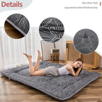 MAXYOYO Black Leaf Printed Japanese Futon Floor Mattress, Thicken Sleeping Pad Floor Bed Roll Up Camping Guest Mattress Folding Couch Bed, Full Size