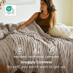 Bedsure GentleSoft Blankets Queen Size for Bed - Cozy Soft Blankets for Women, Cute Large Fleece Throws for Girls, Linen, 90x90 Inches