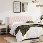 Tufted Upholstered Headboard King Size, Sturdy and Durable Solid Wood Bed headboard, Fabric Headboard Adjustable Height from 37” to 51”, Modern Button Diamond Design Head Board, Pink