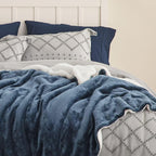 Bedsure GentleSoft Sherpa Fleece Throw Blanket for Couch - Thick and Warm Throw for Women and Men, Soft Fuzzy Plush Blanket for Winter, Slate Blue, 50x60 Inches