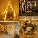 Fairy Lights Plug in, 10Ft 200LED Firecracker Firefly Lights, 8 Lighting Modes, Waterproof Copper Wire Cluster String Lights for Ceiling Bedroom Window Christmas Tree Decoration, Warm White