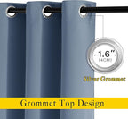 NICETOWN Stone Blue Curtain Panels - Home Decoration Thermal Insulated Solid Grommet Blackout Curtains/Drapes for Hall/Sliding Door (80" Wide by 108" Long, Stone Blue, Set of 2)