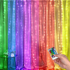 FUNPENY Window Curtain String Lights, 300 LED 8 Lighting Modes Fairy Lights USB Powered, Waterproof Lights for Christmas Bedroom Party Wedding Home Garden Wall Decorations (RGB Color Changing)