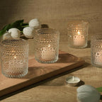 12pcs Large Votive Candle Holder, 2.7 * 3.5in Clear Glass Tea Light Candle Holders Bulk for DIY Wax Wedding Table Decor & Christmas Thanksgiving