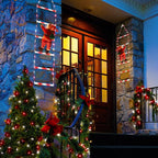 Toodour LED Christmas Light - 2.5FT Christmas Decorative Ladder Lights with Santa Claus, Xmas Decorations Light for Indoor Outdoor, Window, Garden, Home, Wall, Xmas Tree Decor - White & Red