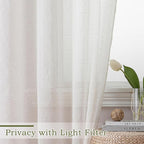 OWENIE Linen Blend Sheer Curtains 84 inches Long 2 Panels Set for Bedroom, Natural Linen Light Filtering Semi Sheer Cutain for Living Room Rod Pocket Drapes, 2pcs, Each 40 W x 84 L