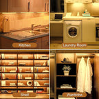 3PCS x 12inch Under-Counter Light Fixtures, LED Cabinet Lights with Memory Function, Warm White 3000K Desk Lighting, Slim Under Cupboard Lighting for Kitchen, Desk, Shelf