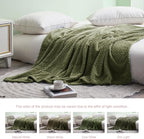 Exclusivo Mezcla Fleece King Size Blanket for Bed, 90x104 Inches Soft Cozy Jacquard Flannel Blankets, Lightweight Fuzzy Plush Warm for Winter, Olive Green