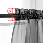 OWENIE Black Sheer Kitchen Valance for Windows Set of 2, Small Modern Rod Pocket Voile Valance Curtain Window Treatment Decor for Living Room Bathroom Cafe Laundry Basement, 42" W x 14" L