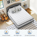 Vesgantti Queen Mattresses 12 Inch Hybrid Pillow Top Queen Size Mattress in a Box, Memory Foam and Pocket Coil Innerspring Mattresses, Cooling & Silent Sleep, Pressure Relief, Medium Feel