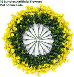 Artificial Faux Flowers for Outdoor 16 Bundles Boxwood Fake Morning Glory for Planter,UV Resistant Fake Flowers for Home Porch Patio Outside（Yellow）