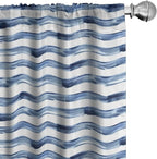 Ambesonne Harbour Stripe Window Curtains, Watercolor Style Paintbrush Stripes Sea Marine Life Lines Image, Lightweight Decor 2-Panel Set with Rod Pocket, Pair of - 28" x 63", Blue Night