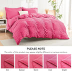 HYMOKEGE Hot Pink California King Comforter Set Seersucker 7 Pieces, All Season Luxury Bed in a Bag for Bedroom, Bedding Set with Comforter, Sheets, Pillowcases & Shams