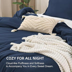 Litanika California King Comforter Set Navy Blue - 3 Pieces Cal King Lightweight Soft Plain Bed Comforter, Oversized Down Alternative Bedding Set - Machine Washable (104x96In, 2 Pillowcases)