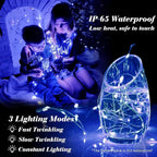 ZGWJ 12 Pack Fairy Lights Battery Operated, 7ft 20 Mini LED Fairy String Lights Silver Wire 3 Modes for DIY, Parties, Wedding, Bedroom, Halloween Christmas Decoration Blue